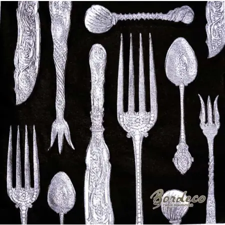 Serwetka do decoupage srebrne sztućce na czarnym tle 33x33 PPD Unikat